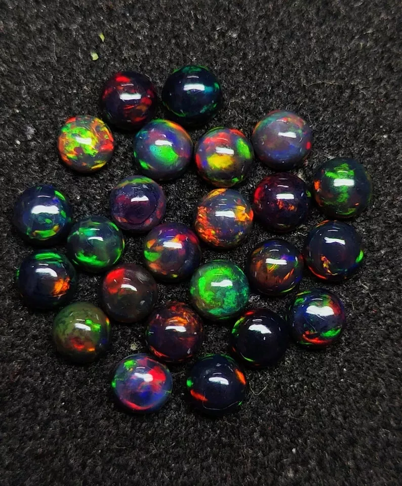 Ethiopian Black Fire Opal Loose Gemstone Cabochon