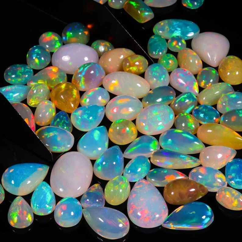 Natural Ethiopian Welo Fire Opal Mix Shape Gemstone Cabochon For Jewelry
